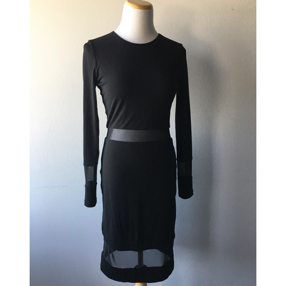 Alice + Olivia Air Black Long Sleeve Dress